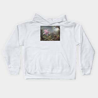 Cattleya Orchid and Three Hummingbirds by Martin Johnson Heade Kids Hoodie